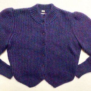 Riki For Crazy Horse Sweater Cardigan Women's M/L Purple Button Knit 90s